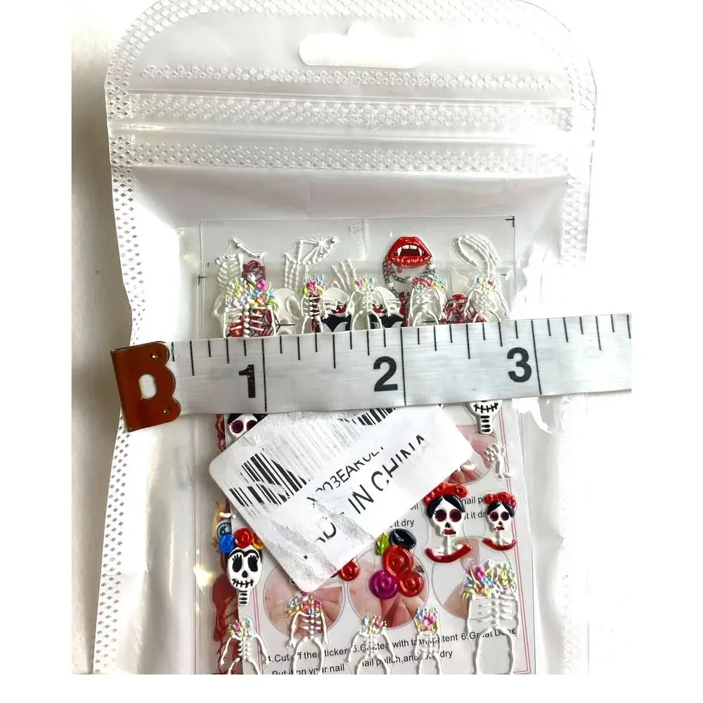 Women's Cinco de Mayo Halloween Skeleton Horror Themed Nail Stickers 4 Pages